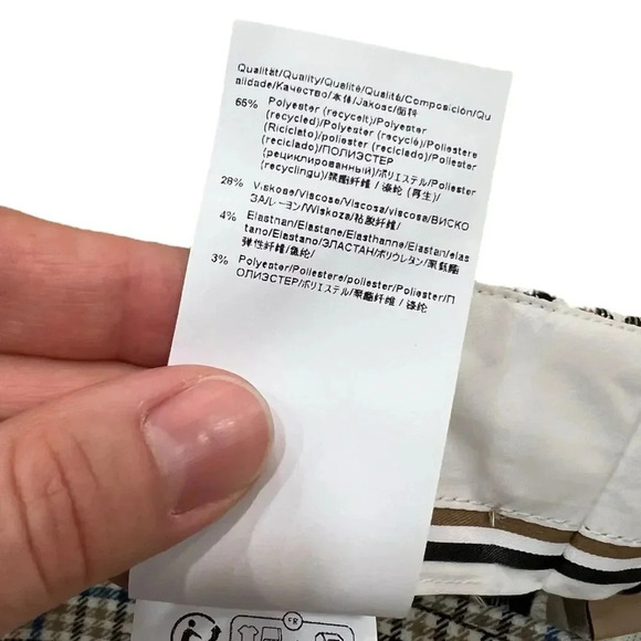 BOSS Beige Regular Fit Trousers in Checked Stretch Material 14 - Picture 5 of 5